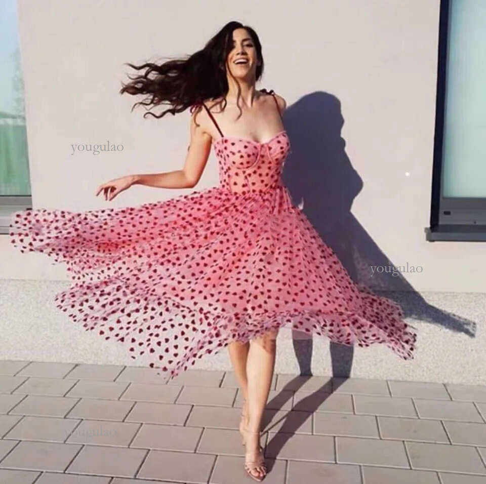 2023 women's new pink love suspender dress princess skirt