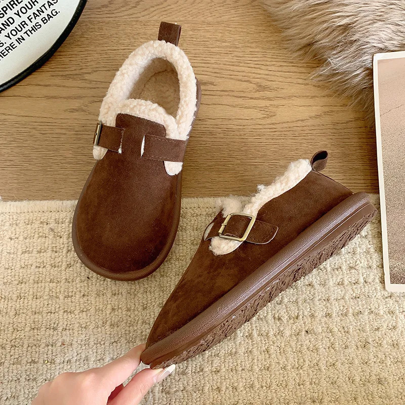 Autumn Winter Women Shoes Casual Flat Shoes Women Moccasins Soft Loafers Fashion Comfort Warm Plush Slip on Female Cotton Shoes 241220