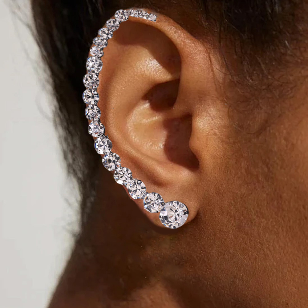 2025 Women Fashion Accessories Ear Cuff Luxury Jewelry 925 Sterling Silver Gold Fill Full Round Cut 5A Cubic Zircon CZ Diamond Gemstones Party Eternit