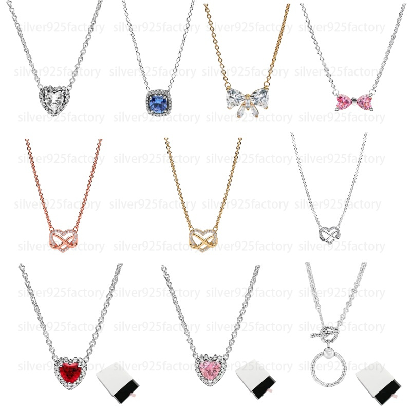 Designer necklaces with box classic heart pendant necklaces for Women Bow Collarbone chain S925 Silver rose gold high quality Designer jewelry Engagement gifts