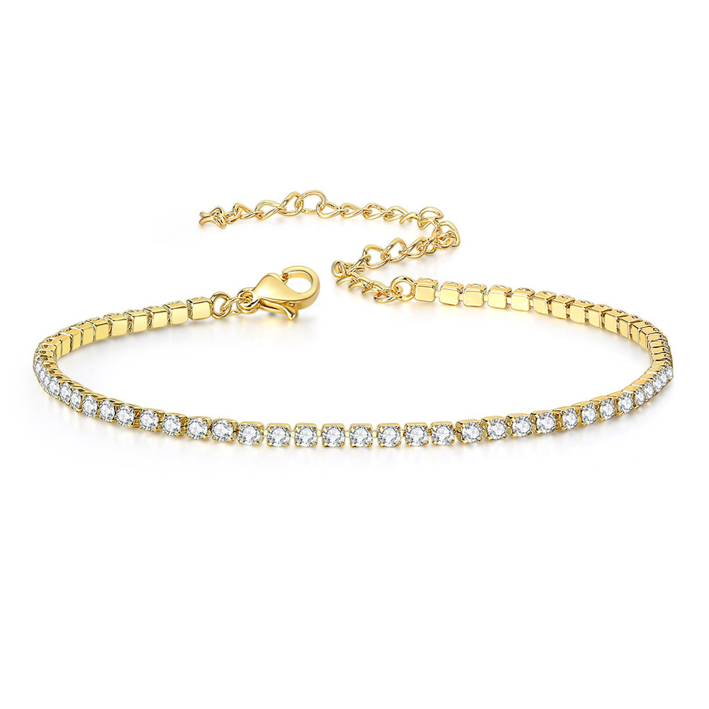 Choucong Brand Ins Top Sell Tennis Anklets Simple Fashion Jewelry 18K Gold Fill Round Cut White 3A Cubic Zircon CZ Diamond Gemstones Party Women Ankle
