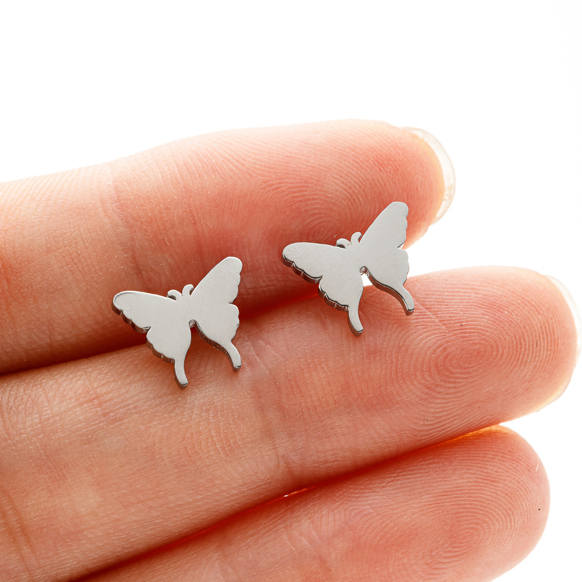 1 Pair Punk Korean Earrings Cross Stainless Steel Earrings Butterfly Heartbeat Stud Earrings Women Jewelry Studs Small Earrings