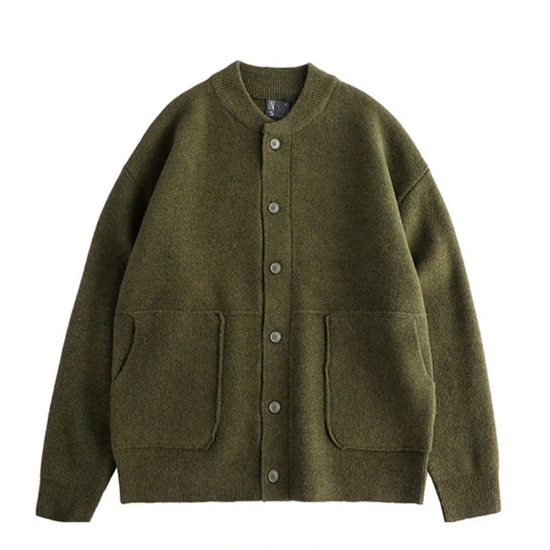 Knitted cardigan men's new autumn and winter tide pure color simple handsome thickened design sense of youth Mao Clothing jacket tide m040