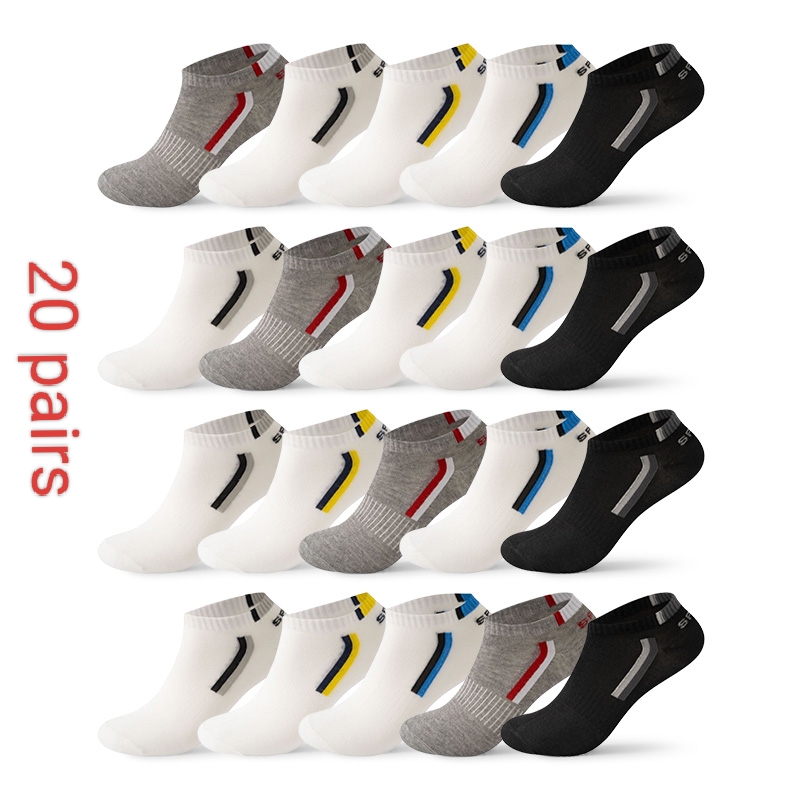 20 pairs of four seasons of men and women with the same sports socks anti-odor boat socks breathable leisure socks hot-sale