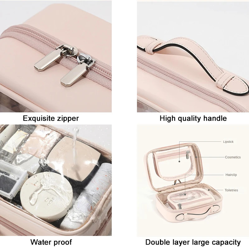 Storage Waterproof Cosmetic Bag Double Layered Makeup Brush Storage Multifunctional Large Capacity Lady Travel Clear Makeup Bags 241216