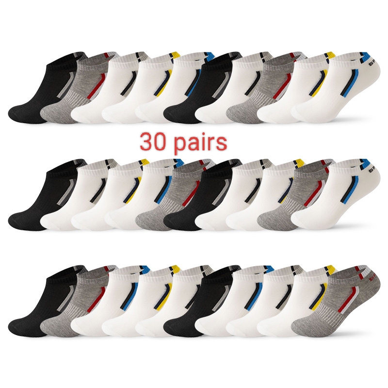 30 pairs of four seasons of men and women with the same sports socks anti-odor boat socks breathable leisure socks