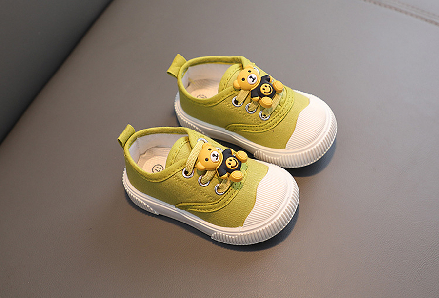 Baby Spring and Autumn Treasure Breathable Non-slip Shoes Cartoon Bear Rubber Soft Soled Toddler Shoes Kidsnest Children Infant Casual Canvas Shoes Si