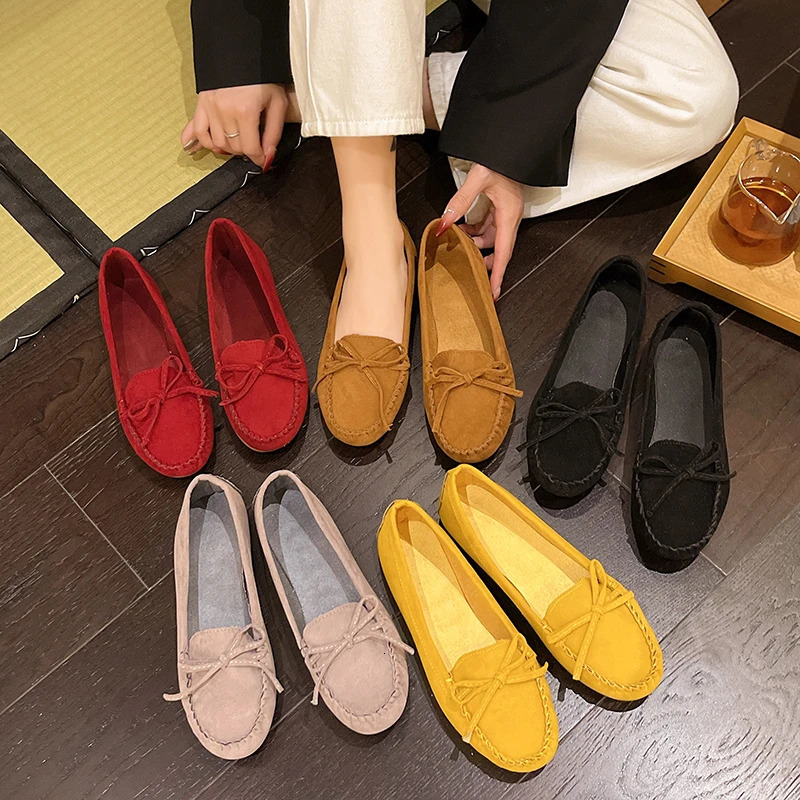 Woman Trend Fashion Casual Lofers Womens Flat Shoes Ladies Elegant Butterfly-Knot Comfortable Women Soft Classic Office Shoes 241219