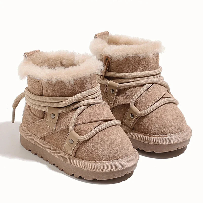 Winter Baby Childrens Snow Boots Velvet Warm Boys and Girls Short Boots Thick Fur Baby Kids Casual Cotton Shoes 241219