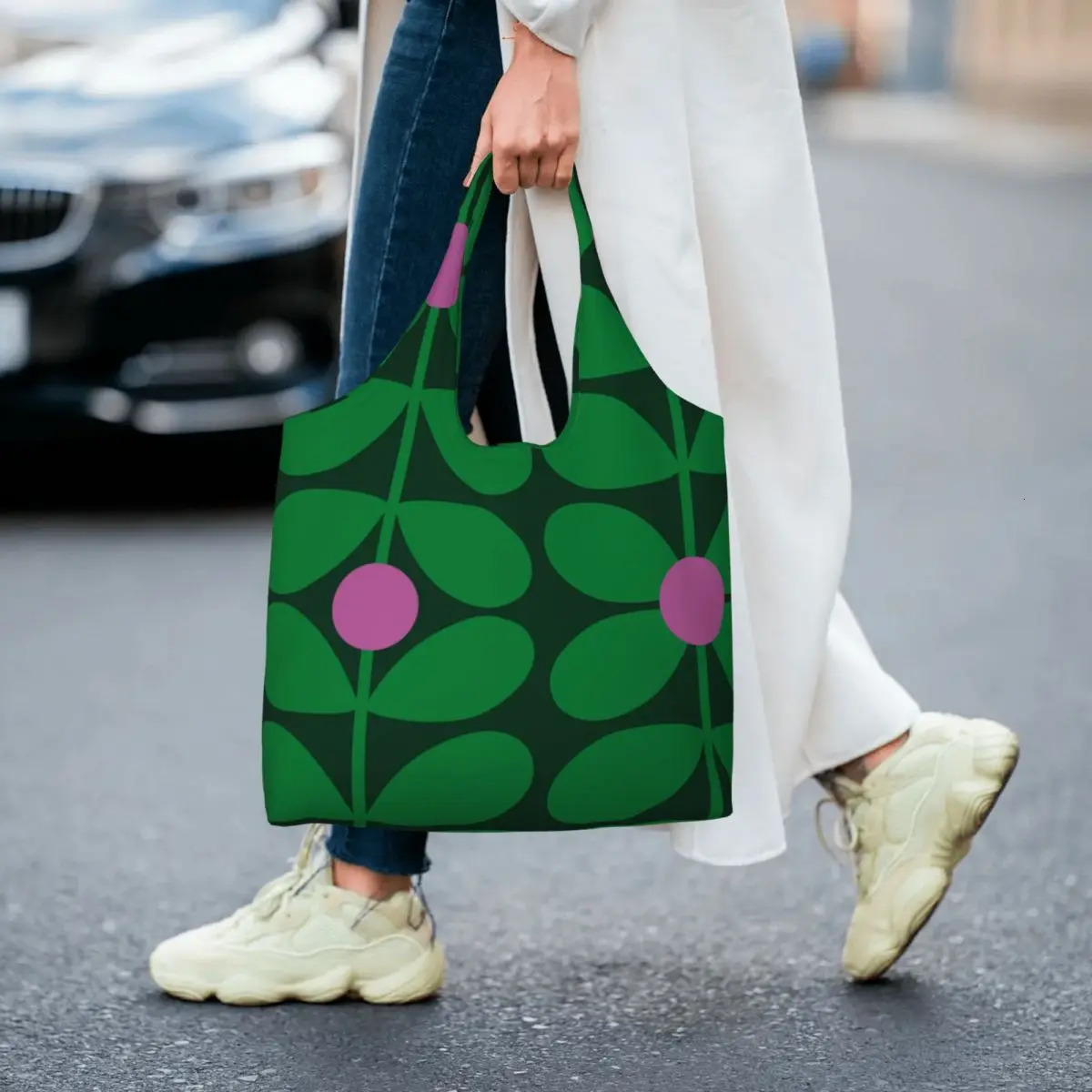 Custom Funny Print 1960s Retro Inspired Pattern Orla Kiely Shopping Tote Bags Durable Canvas Shoulder Shopper Pograph Handbag 241214