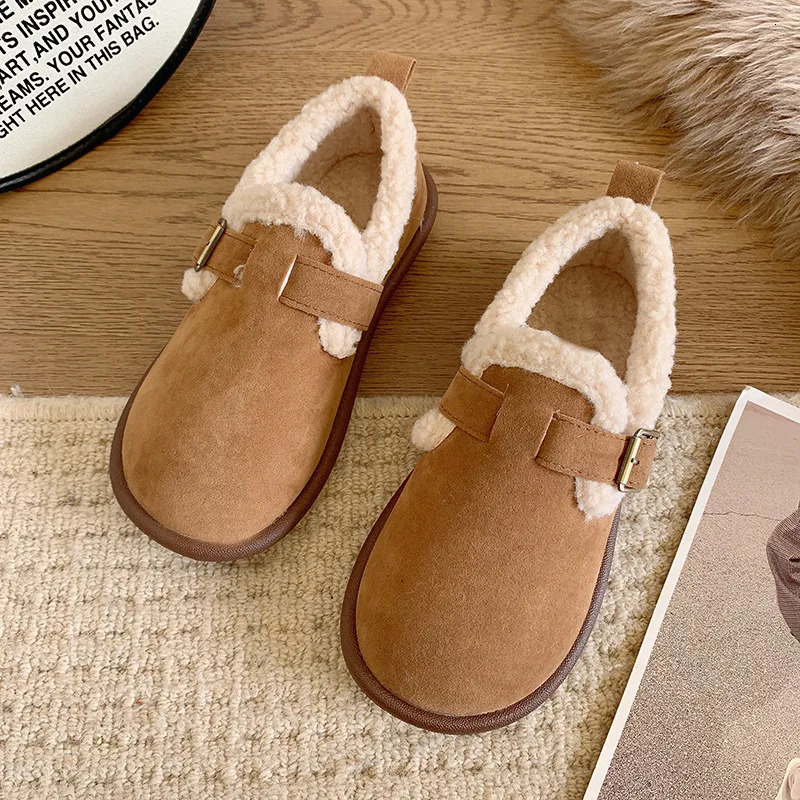 Autumn Winter Women Shoes Casual Flat Shoes Women Moccasins Soft Loafers Fashion Comfort Warm Plush Slip on Female Cotton Shoes 241220