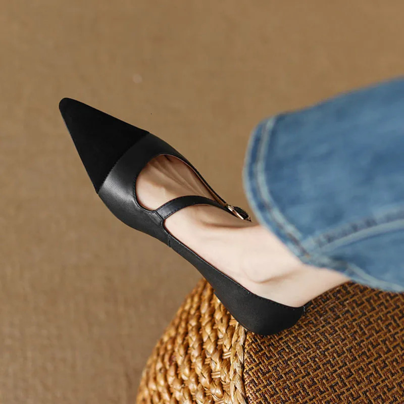 Women's Flats Pointed Toe Mary Jane For Women Elegant Dress Oblique Strap Ladies Shoes