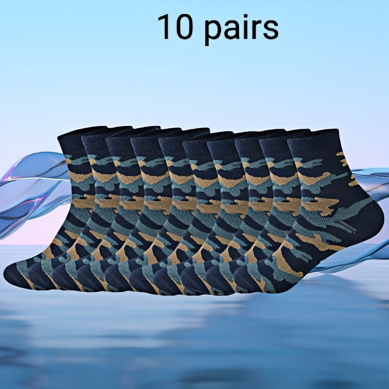 10 pairs of four seasons men's sports camouflage socks anti-odor boat socks breathable leisure socks hot-sale
