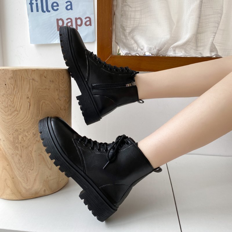 Ddmywed Autumn New Black Handsome Martin Women's Matsutake Thick Sole Short Boots Chinese Brand Shoes F1220-25 ddmythur