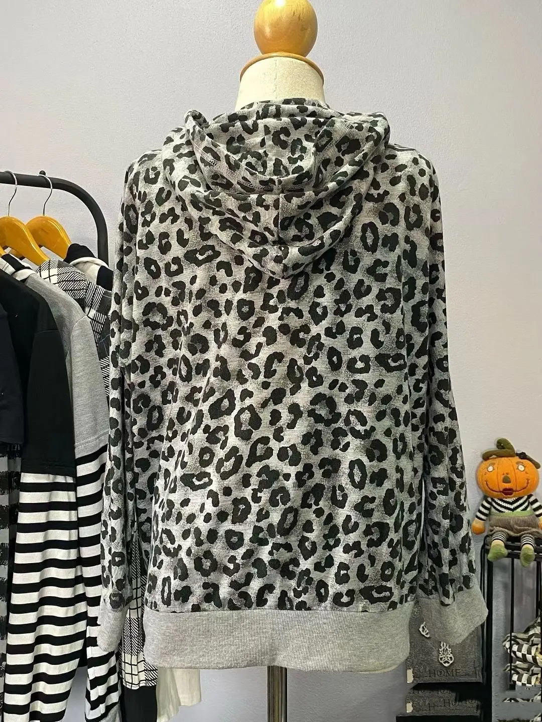 Zip Up Hoody Oversized Tops Winter Clothes Vintage Streetwear Graphic Hoodies Long sleeves Leopard 2000s Gothic Punk Y2K Hoodie