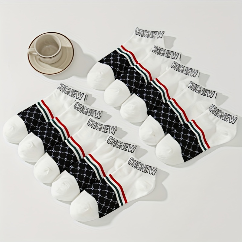 10 pairs of fashionable new white sports men's socks anti-odor boat socks breathable leisure socks