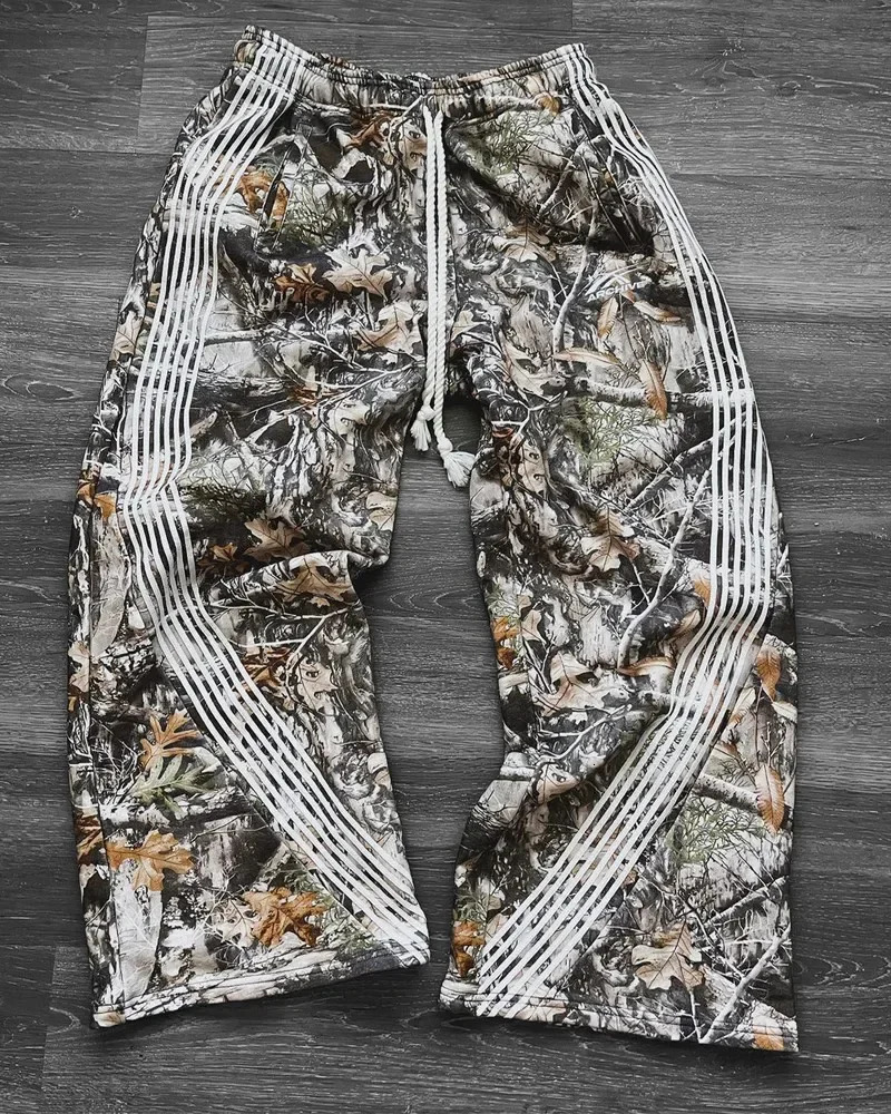 Y2K Striped Wide Legs Sweatpants Men Women Harajuku Letter Graphic Embroidered Trousers Gothic Casual Gray Trousers Track Pants 241219