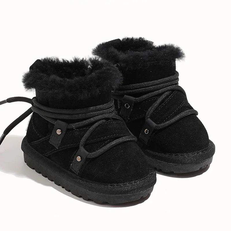Winter Baby Childrens Snow Boots Velvet Warm Boys and Girls Short Boots Thick Fur Baby Kids Casual Cotton Shoes 241219