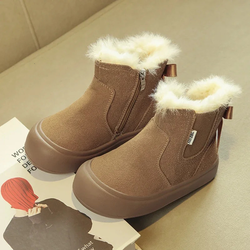 Kids Snow Boots Winter Toddler Woman Warm Fur Chelsea Ankle Boots Baby Children Girls Fashion Winter Shoes Soft Sole 241219