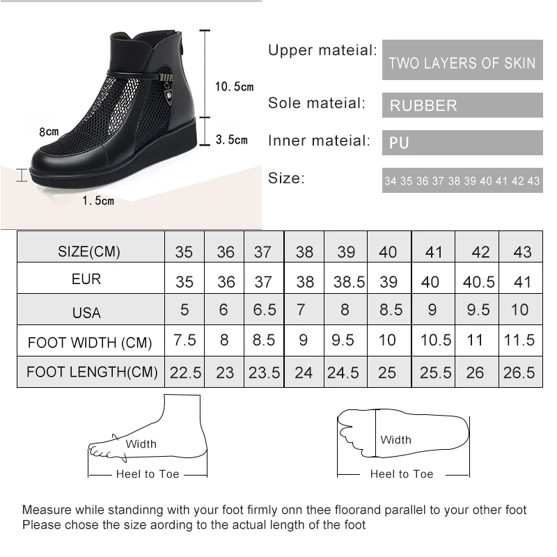 AIYUQI Women's Cool Boots Summer Genuine Leather Platform Women's Shoes Fashion Large Size Women's Mesh Boots