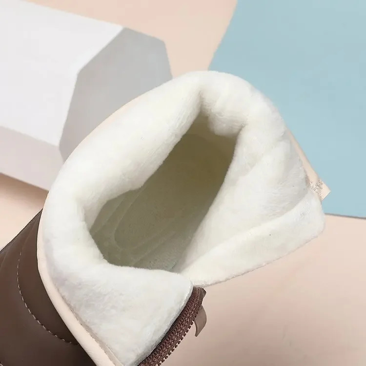 Children Waterproof Snow Boots Kids Anti-slip Warm Mountaineering Boots Boys Girls Outside Cotton Shoes With Thick Fur 241219