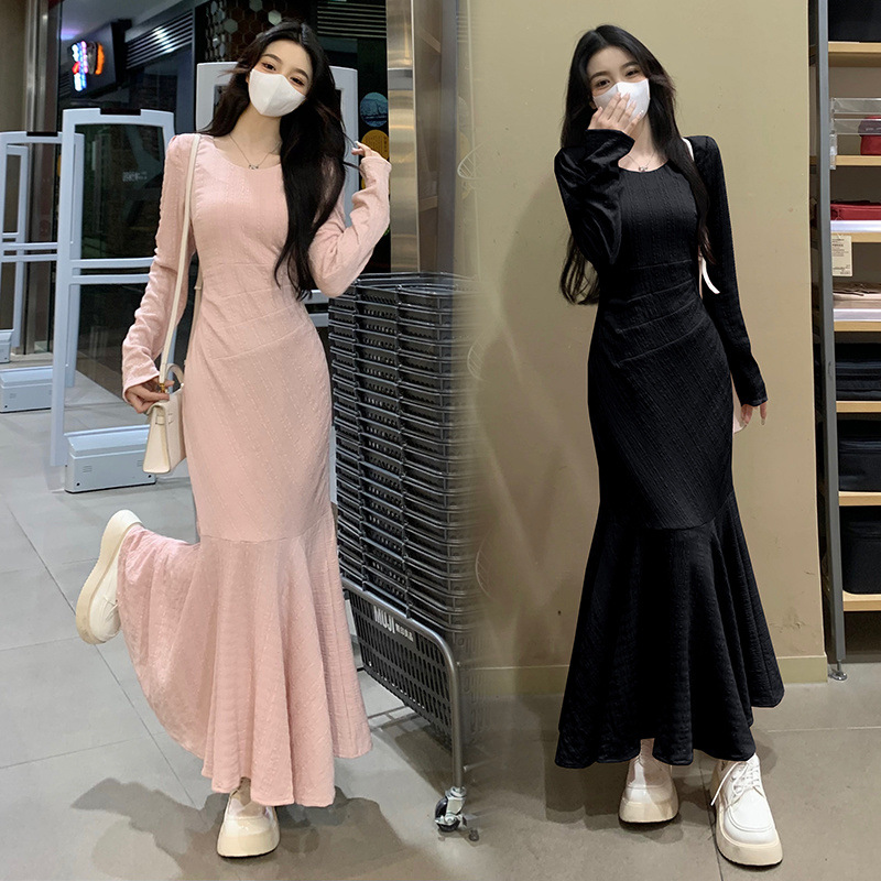 X150 Temperament slim fishtail dress women's spring new large size ladies super slim high-end long skirt