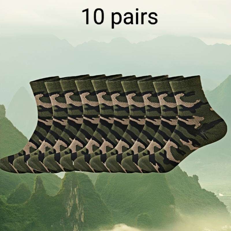 10 pairs of four seasons men's sports camouflage socks anti-odor boat socks breathable leisure socks hot-sale