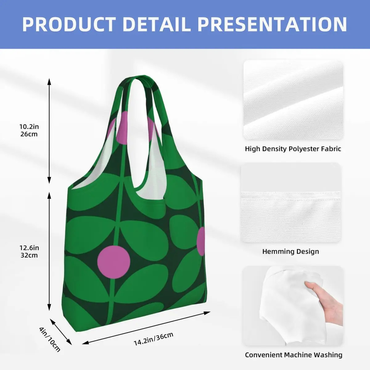 Custom Funny Print 1960s Retro Inspired Pattern Orla Kiely Shopping Tote Bags Durable Canvas Shoulder Shopper Pograph Handbag 241214