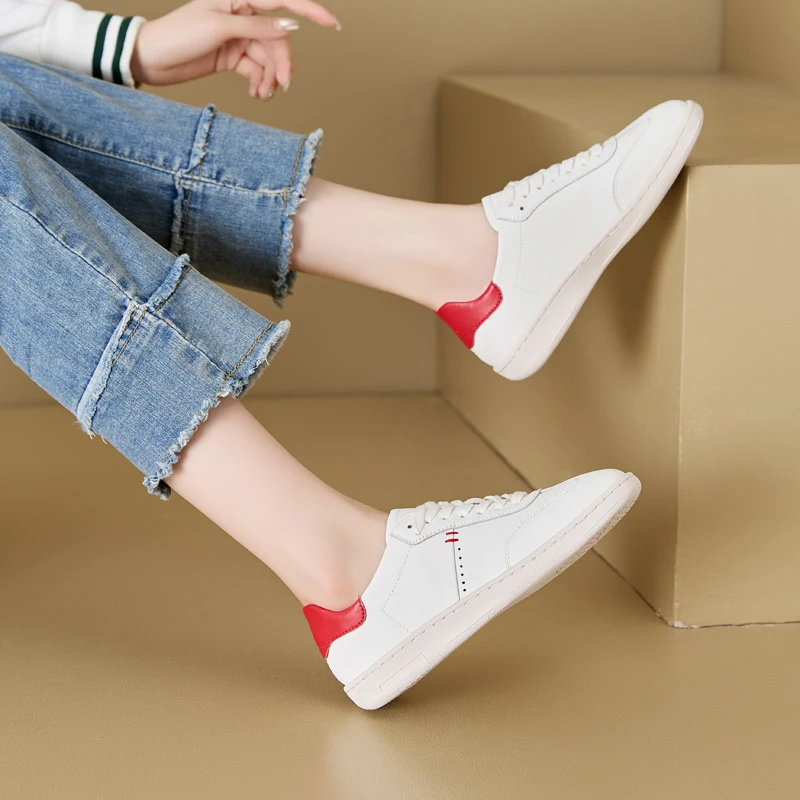 AIYUQI Women Sneakers Genuine Leather Autumn Flat Lace-up Women's Casual Shoes Anti-slip Women's Skateboarders