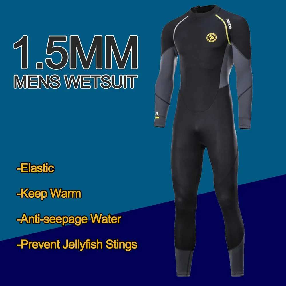 1.5mm Neoprene Mens Diving Suit Adults Full One-piece Wetsuit Zipper Cold-proof Long Seve Swimming Suit Kayak Surf SportsXJ241220