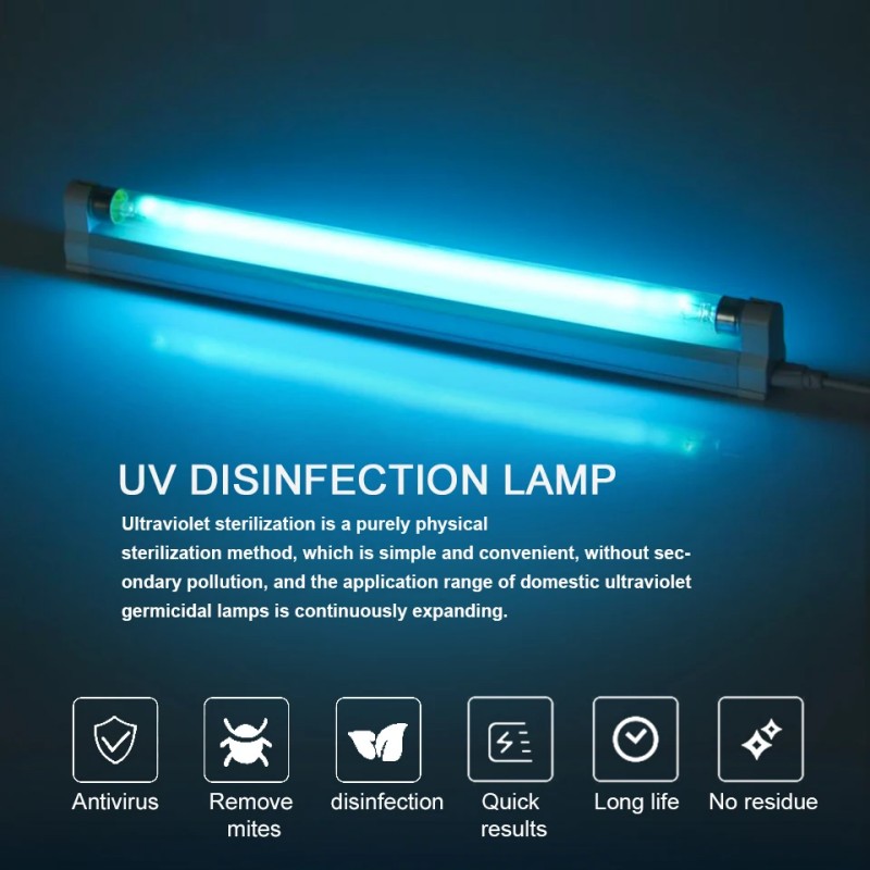 T5 UV Sterilizer Lamp AC 110V 220V 6W 8W LED Tube Ozone Germicidal Light Bactericidal Ultraviolet Lamp Indoor Disinfection Light