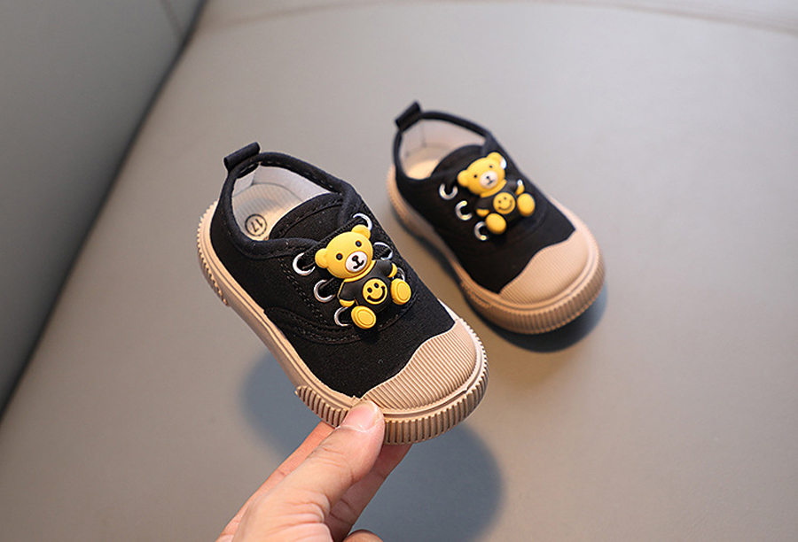 Baby Spring and Autumn Treasure Breathable Non-slip Shoes Cartoon Bear Rubber Soft Soled Toddler Shoes Kidsnest Children Infant Casual Canvas Shoes Si