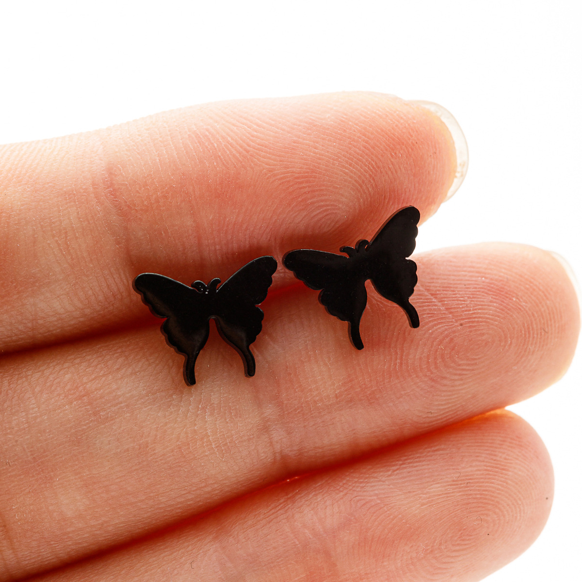 1 Pair Punk Korean Earrings Cross Stainless Steel Earrings Butterfly Heartbeat Stud Earrings Women Jewelry Studs Small Earrings