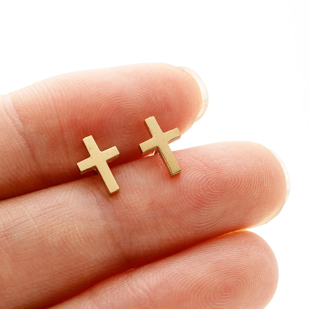 1 Pair Punk Korean Earrings Cross Stainless Steel Earrings Butterfly Heartbeat Stud Earrings Women Jewelry Studs Small Earrings