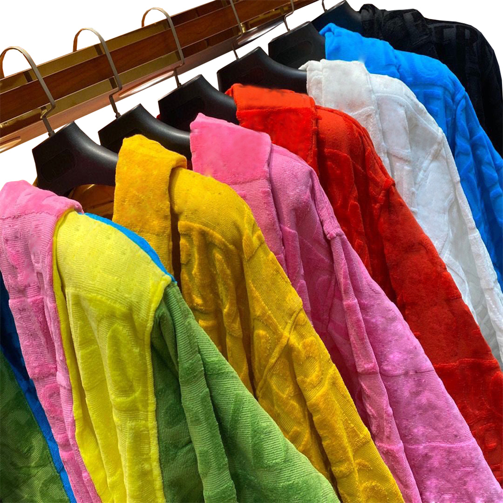 New designer long robe Pamas men's and women's bathrobe home wear shawl collar pure cotton soft Pjs retro Pama unisex couple Pj morning nigh