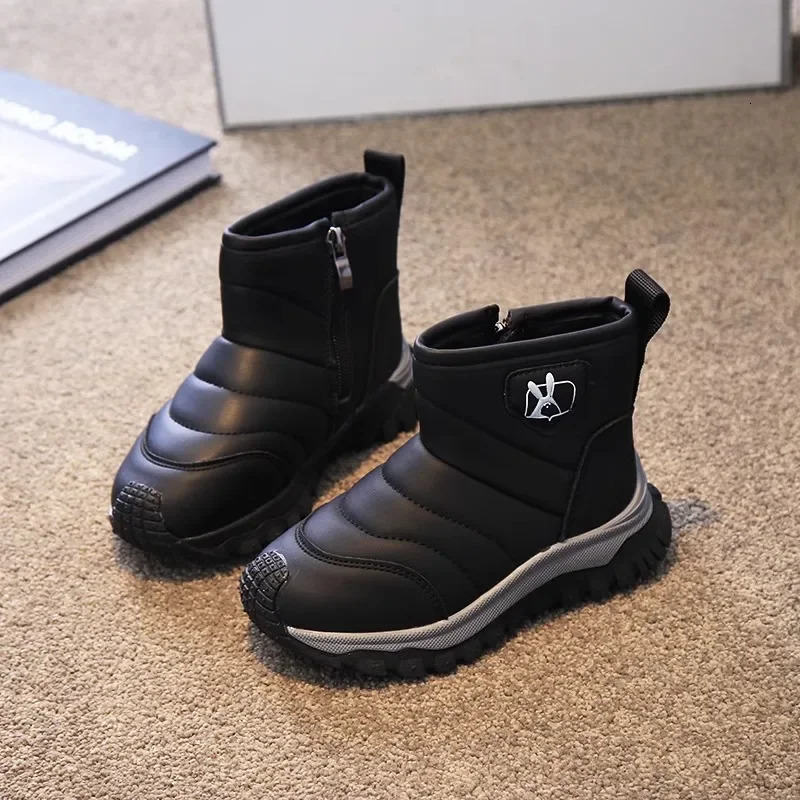 Children Waterproof Snow Boots Kids Anti-slip Warm Mountaineering Boots Boys Girls Outside Cotton Shoes With Thick Fur 241219