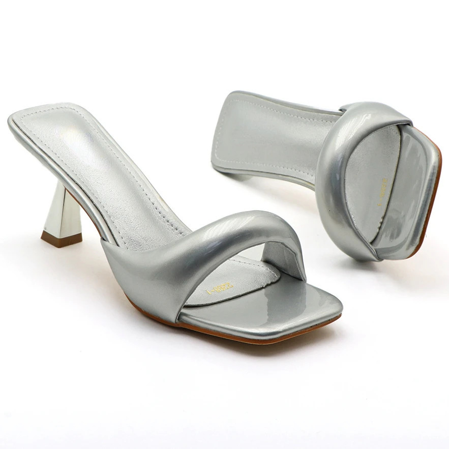 Fashion High Heel Slippers Women Open Toe Slingback Sandals Female Pumps Square Toe Summer Simple er Heeled Sandals 241220