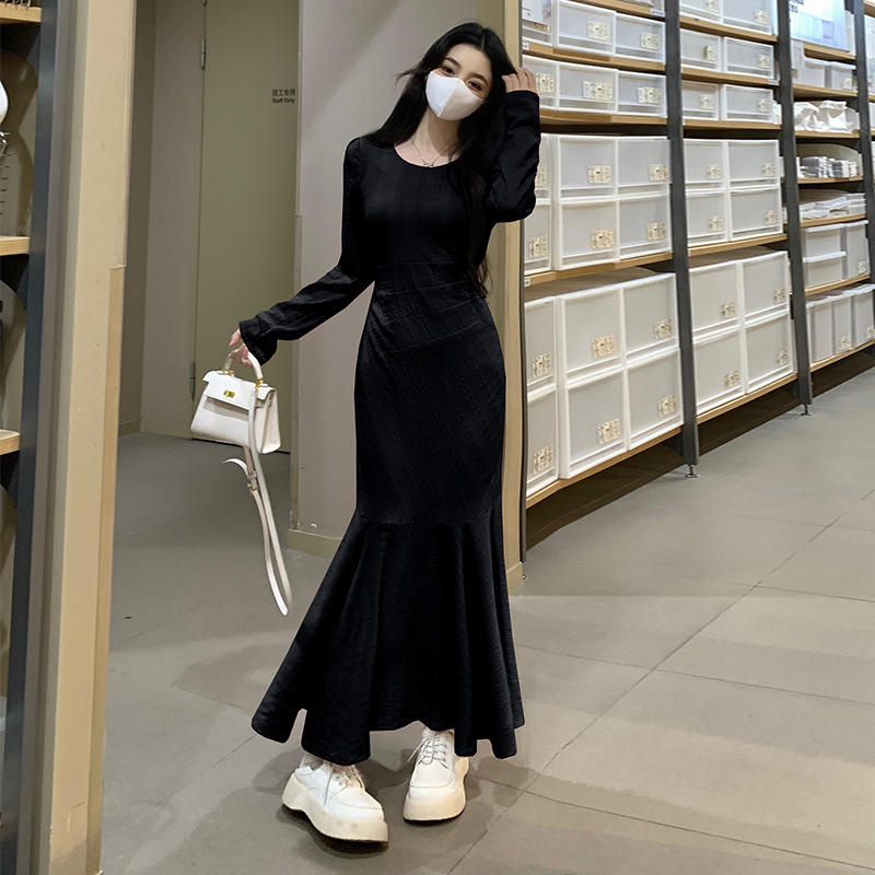 X150 Temperament slim fishtail dress women's spring new large size ladies super slim high-end long skirt