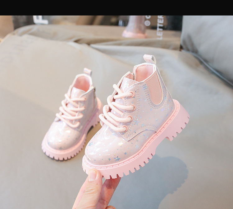 Kids Short Boots Girls Shoes New 2025 Spring Winter Soft Leather Kidsnest Children Boots Fashion Shiny Toddler Kids Ankle Boots Size 21 - 30