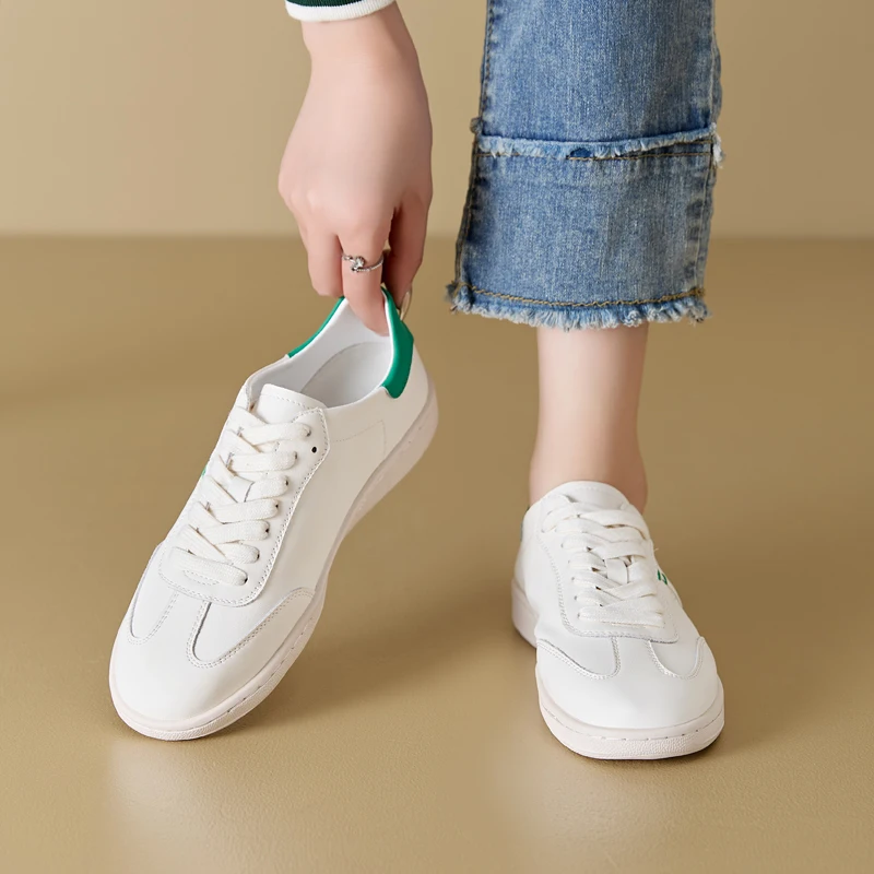 AIYUQI Women Sneakers Genuine Leather Autumn Flat Lace-up Women's Casual Shoes Anti-slip Women's Skateboarders