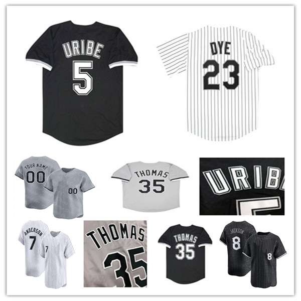 Throwback 2005 WS Baseball Jerseys 8 Bo Jackson 5 Juan Uribe 23 Jermaine Dye 35 Frank Thomas 22 Scott Podsednik 14 PAUL KONERKO 56 MARK BUEHRLE Rowand 4XL Custom