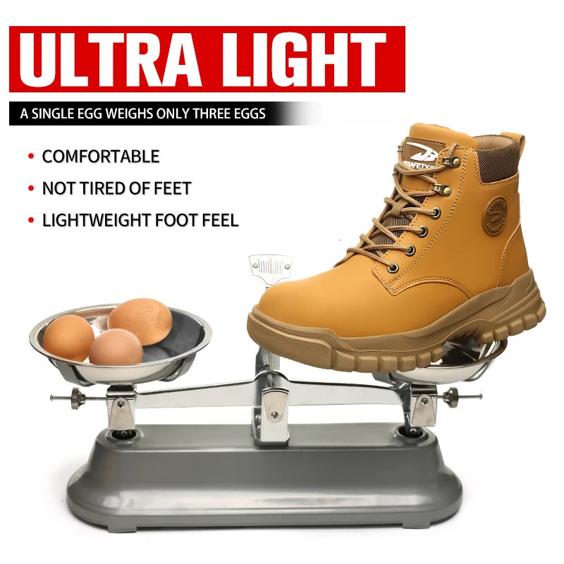 Safety Shoes Work Shoes Steel Toe Men Puncture-protective Work Boots Anti-smash Protect Boots Indestructible Safety Lightweight 241216