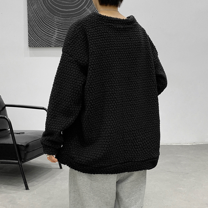 73 Round Neck Sweatshirt for Men Spring and Autumn Style Loose Solid Color Versatile and Warm