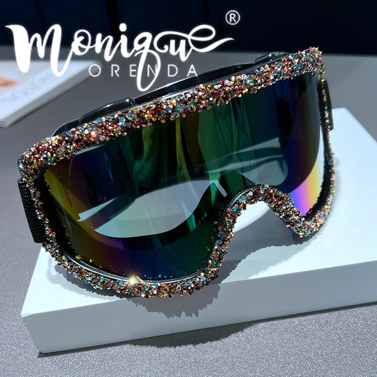 Multicolor Rhinestone Bicycle Glasses for Men Cycling Goggles UV400 Sunglasses Eyewear Women Ski Bike Sport Glasses 241219