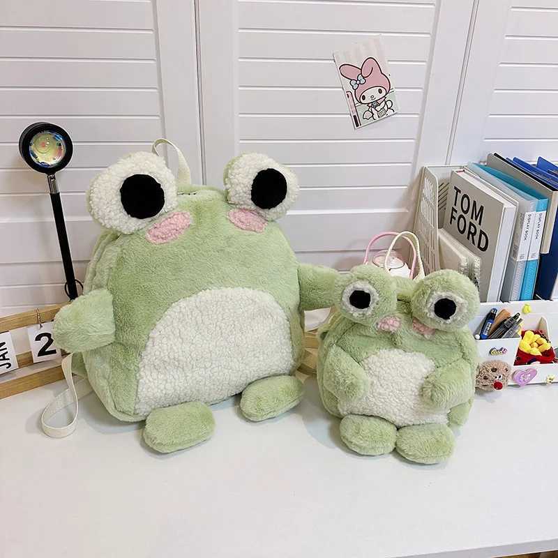Women Cute plush frog backpack 2024 girl funny school bag small shoulder bagXJ241219
