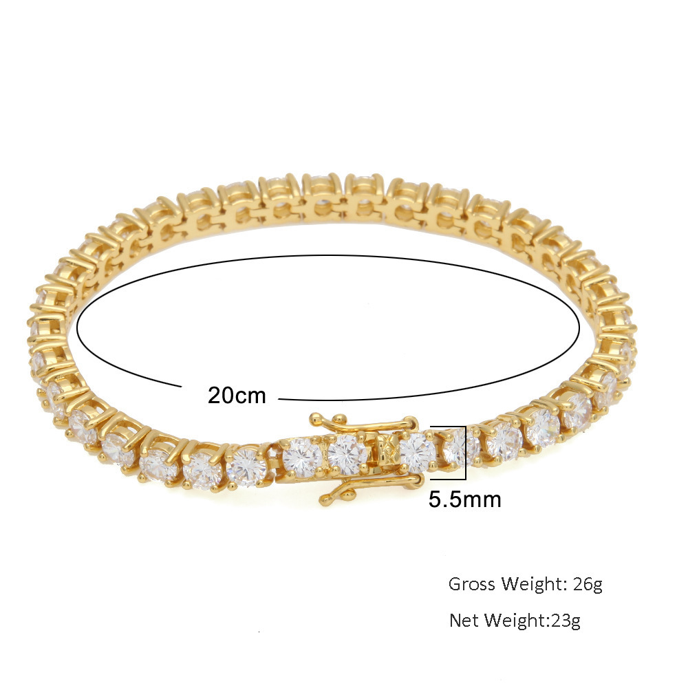 3/4/5mm 7/8/9inch Iced Out Cubic Zirconia Tenis Chain Bracelet Anklet 18k Gold Plated Full Cz Stones Prong One Row Bling Bangle Bracelets For Men And 