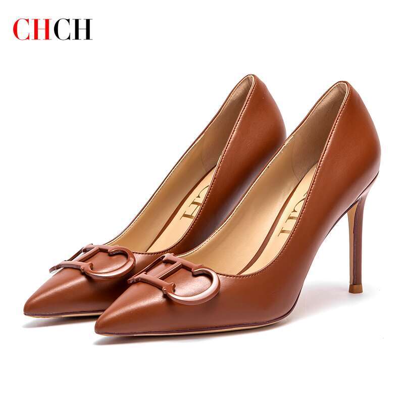 High Heels New Pointed Metal Buckle Party Carnival Women's Shoes 9cm