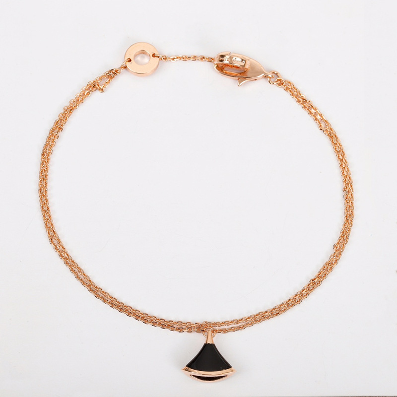 Free shipping rose gold dress skirt geometry designer bracelet for women girls double layer link chain short charms bracelets bangle jewelry top grade