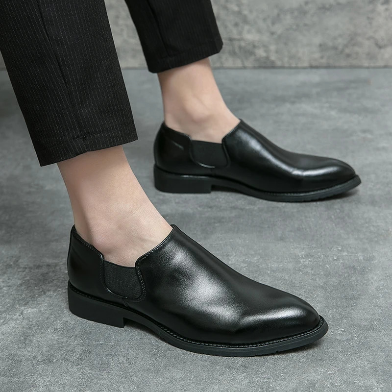 Men Concise Silp-on Leather Mens Fashion Business Shoes Dress Shoes Casual Derby Shoes Career Italy Style Shoes Plus Size 38-46 241220