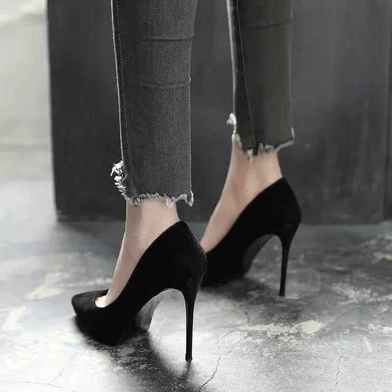 Womens 10cm High Heel Shoes Pointed Stiletto Glossy FDO Nightclub Graduation Thread Y250319